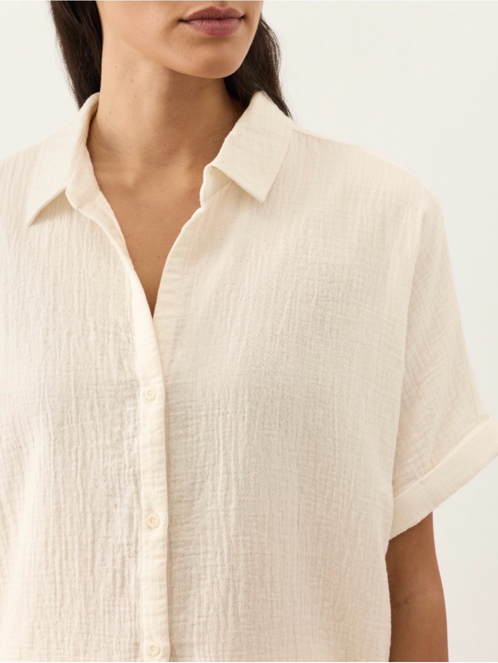 Pact Organic Coastal Double Gauze Oversized Shirt - Cream